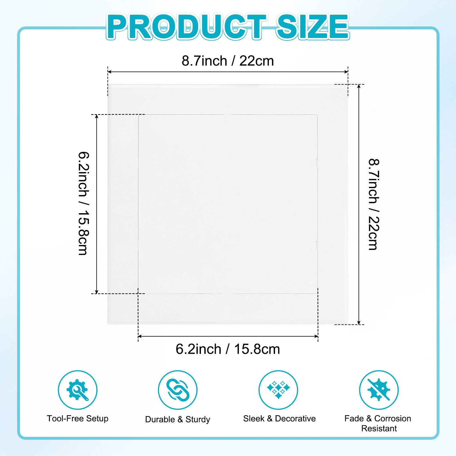 1-Pack Access Panel for Drywall, 6x6" Plastic Removable [White, Square]