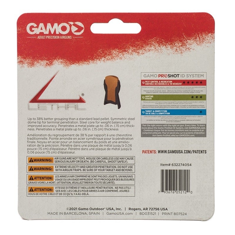 Gamo 632274054 Lethal Pellets Domed Tip Non-Lead, .177 Caliber, 100 Count