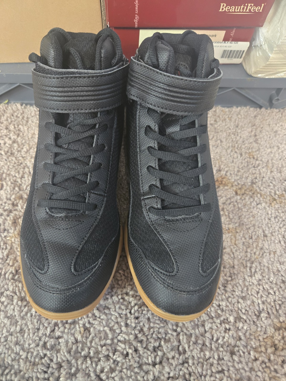 Core Wrestling Shoes - High Traction Combat Sport Footwear 7(M) 8.5(W)Black/Gum