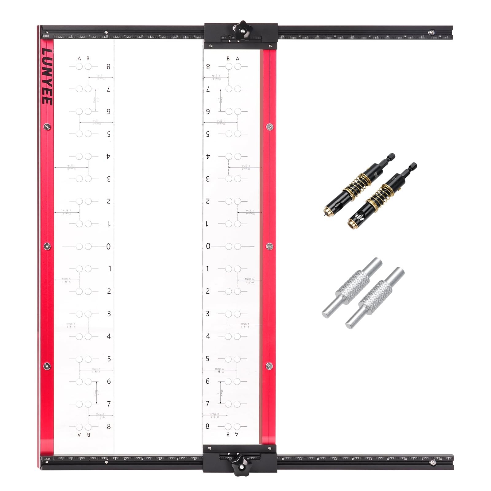Shelf Pin Jig with -Centering Drill Bits, 1/4 Inch & 5mm Shelf Pin Drilling J...