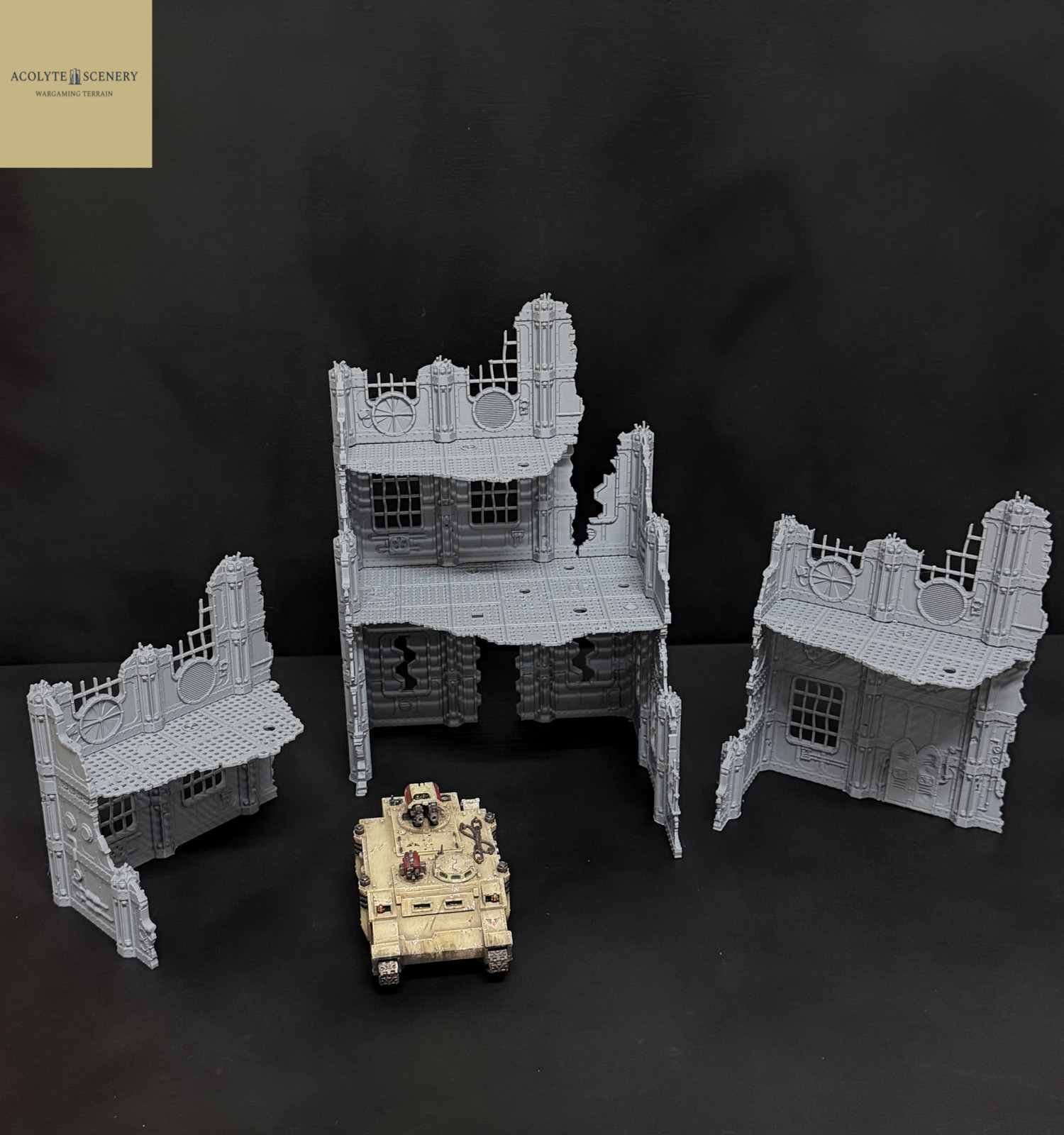 Grimdark Terrain 3 Ruin Bundle Easy-Build compatible with Warhammer 40k