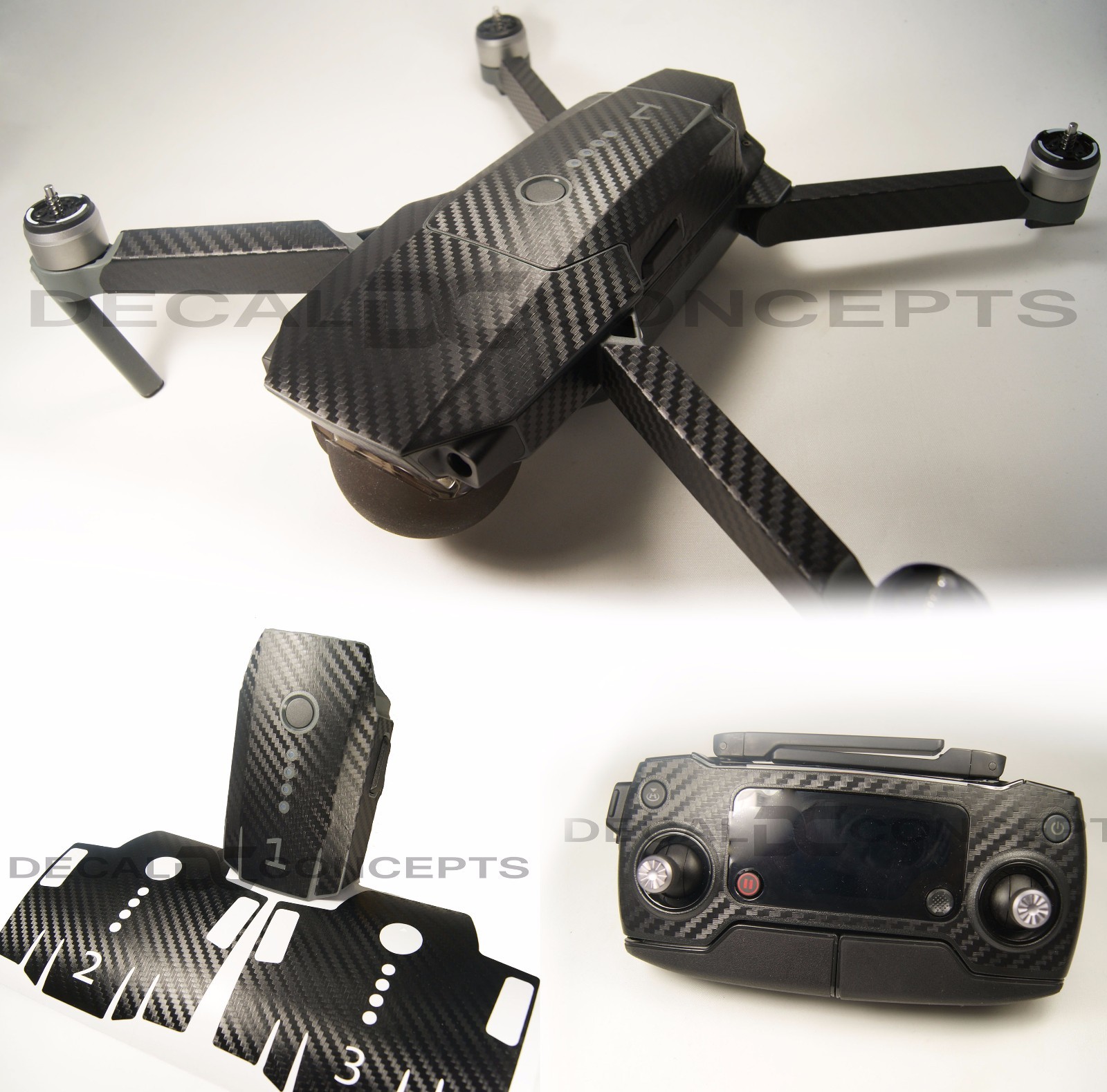 DJI Mavic Carbon Fiber Top Graphic Wrap kit - Battery Decal Skin Sticker Pro