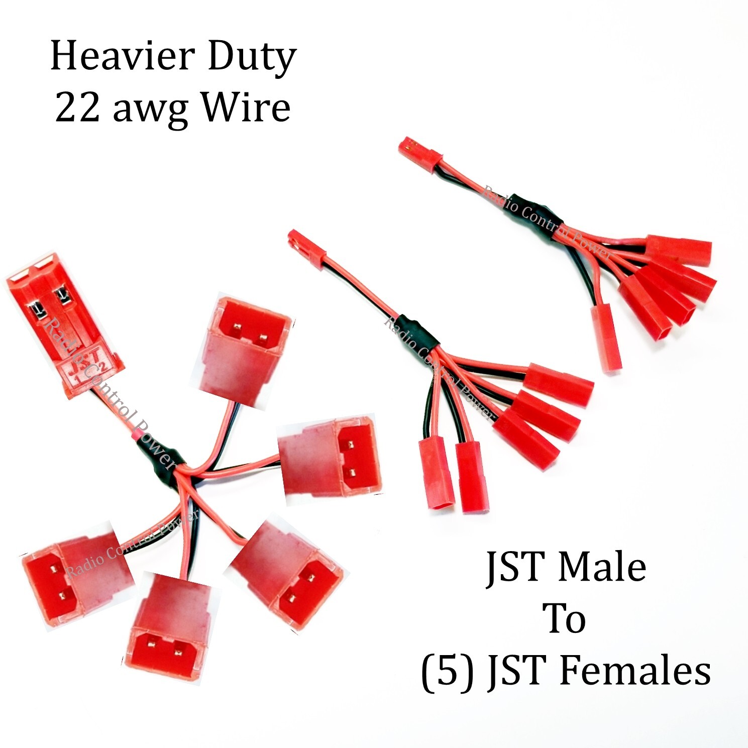 RCP-JRJST JST Male To (5) JST Females 22 awg wire 3 Pcs