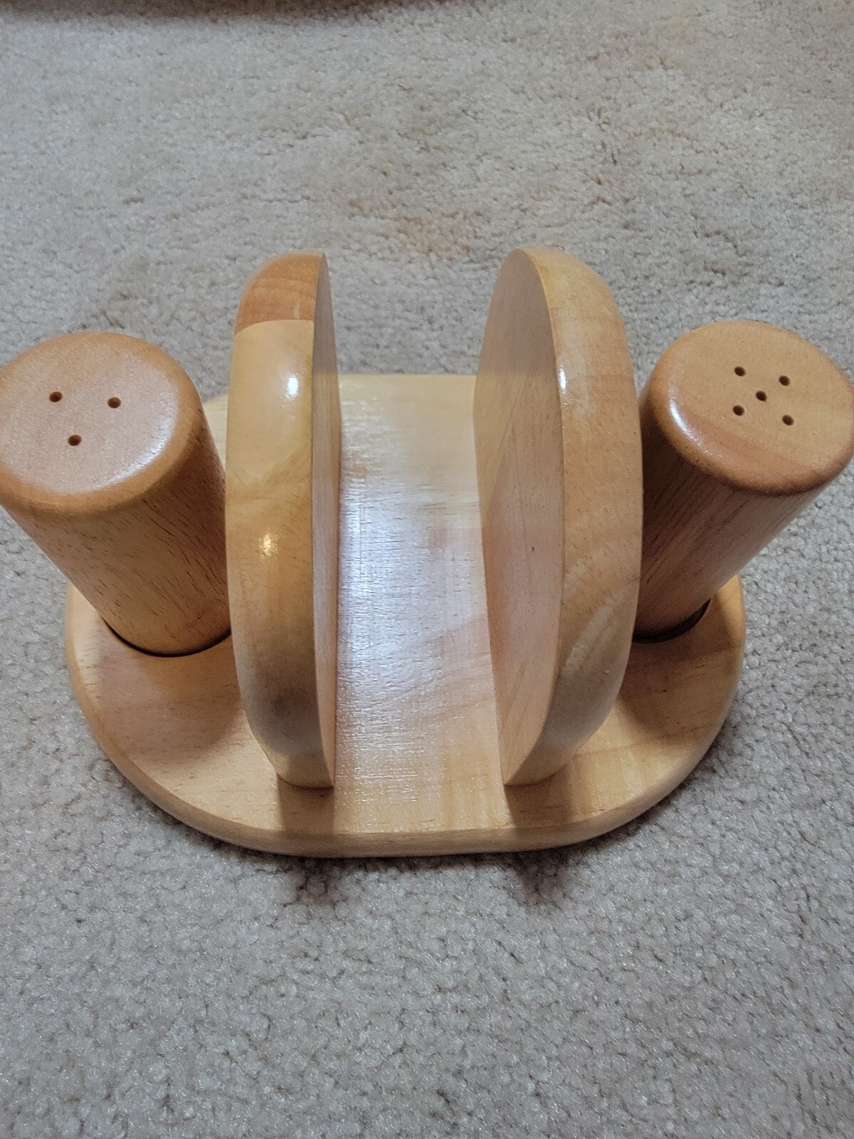 Home Trends 3 Piece Beechwood Table Set, Napkin holder, Salt & Pepper set