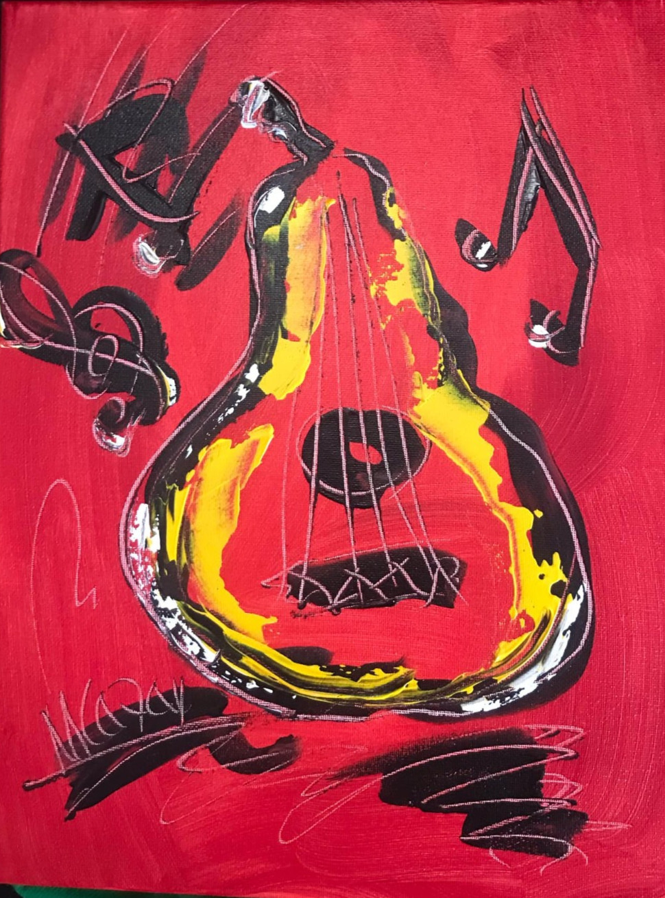IMPRESSIONIST MODERN ART STRETCHED CANVAS  MUSIC COFFEE LANDSCAPE