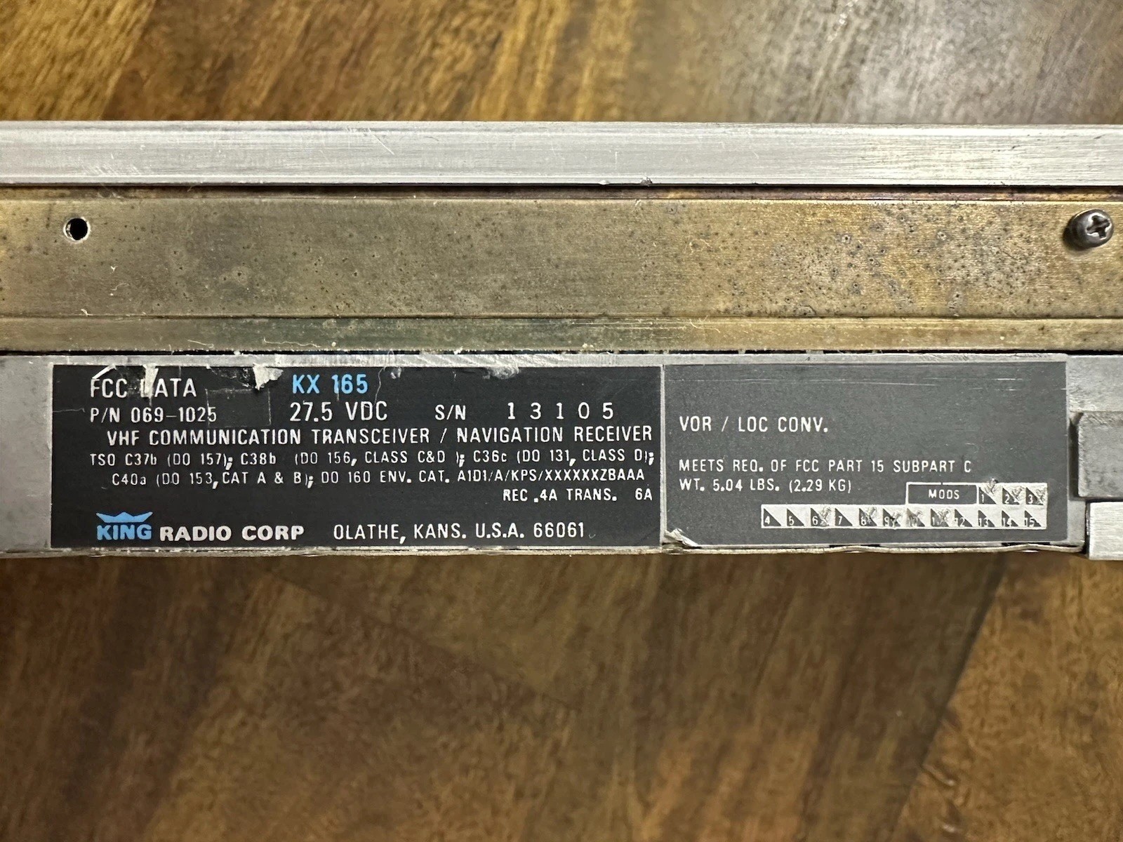 BendixKing KX165 Nav/Comm (28V) In Perfect Condition Tested