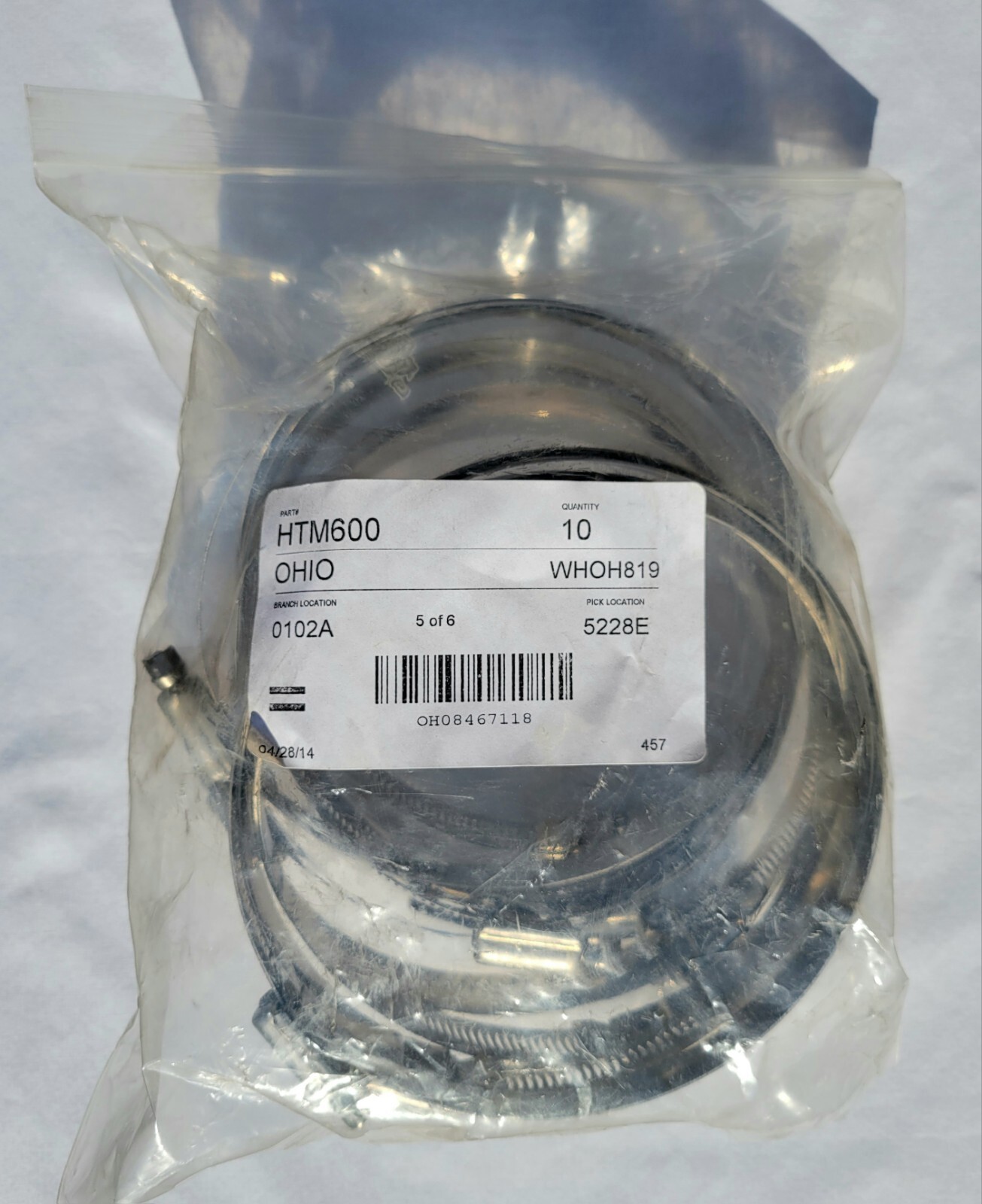 Stainless Steel Hose Clamps Lot (10 Count) 5-1/4" to 6-1/8"