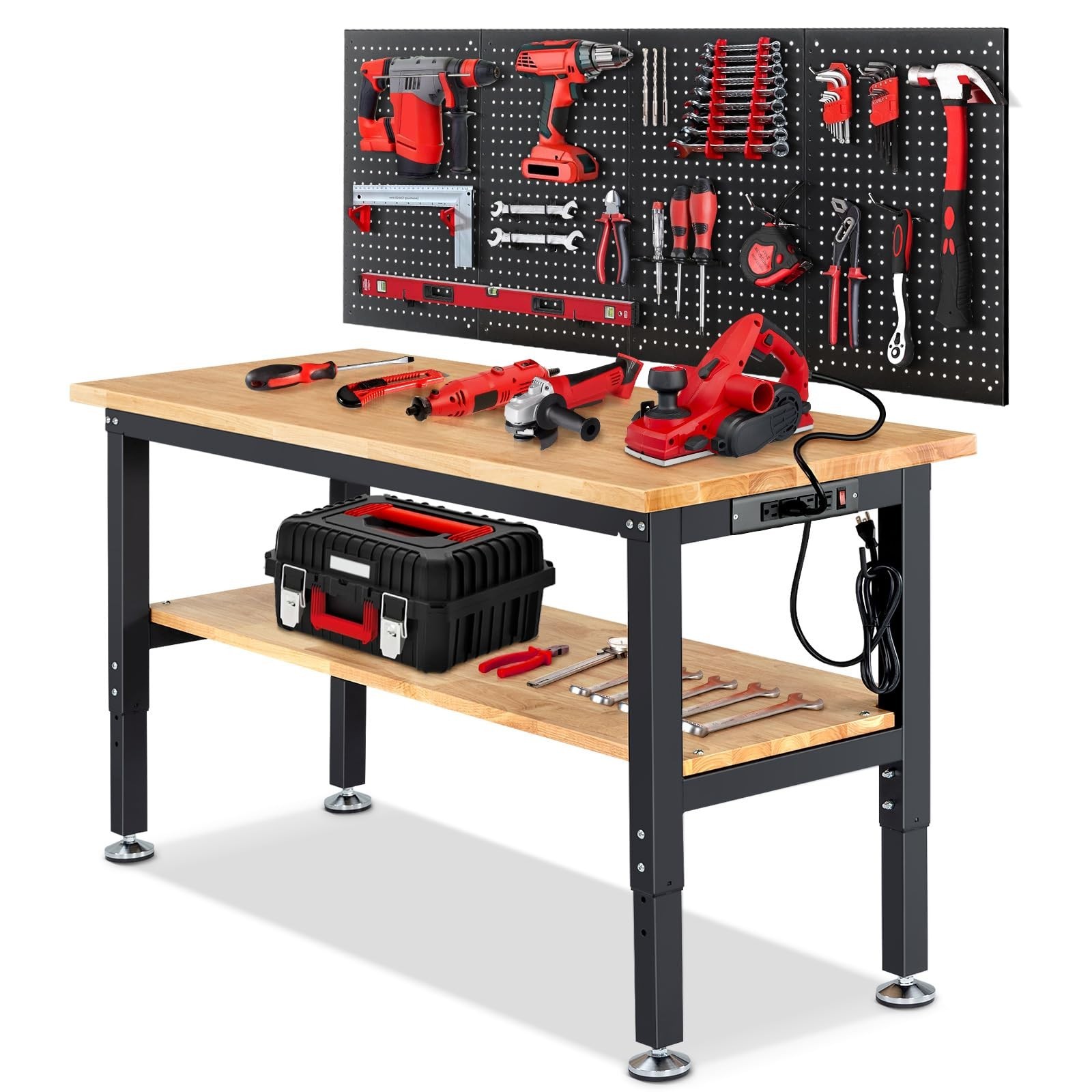 Adjustable Height Work Bench 60X 22 Workbench for Garage Work Table with under T