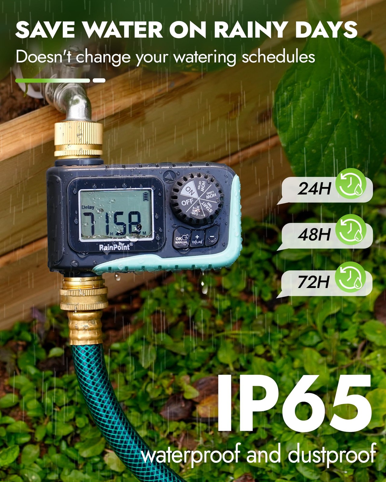 Rainpoint Sprinkler Timer Brass Programmable Hose Timer For Garden Soaker Hose