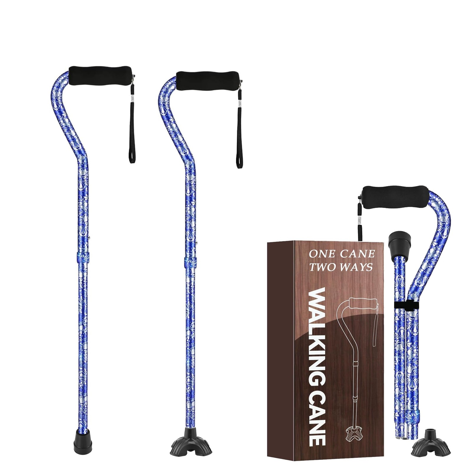 Floral Canes For Women Folding Cane Stability Non-Slip Base Adjustable Stick