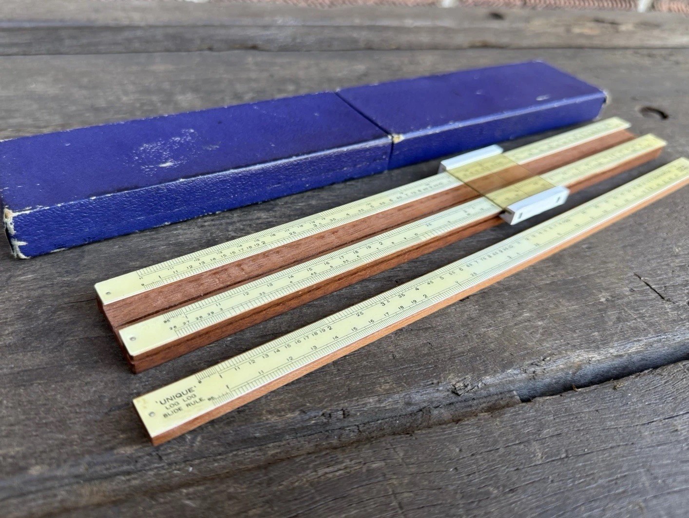 Vintage Unique Log Log Slide Sliding Rule & Case Measuring Drawing Old Tool