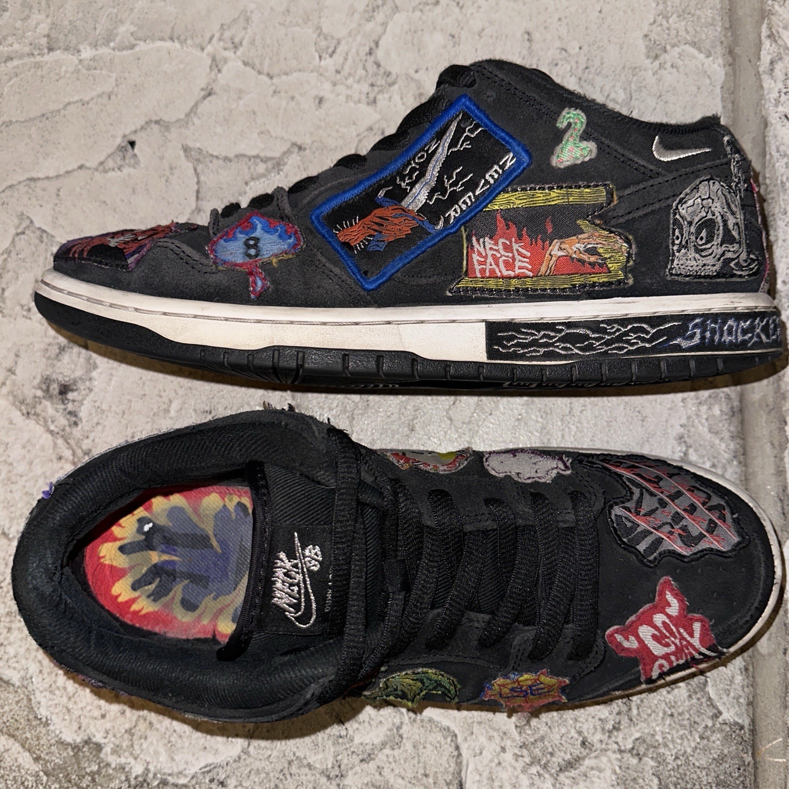Nike SB Dunk Low Pro QS x NeckFace Skate Sneakers Shoes 9 Mens DQ4488-001