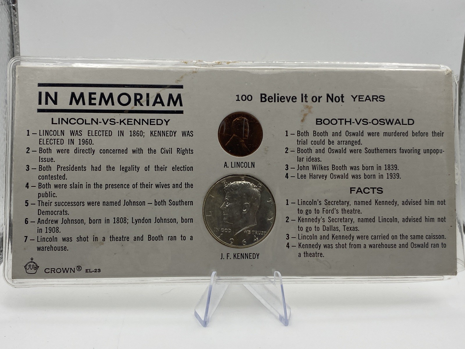 Kennedy Lincoln, In Memoriam 1964 Half Dollar & 1964 Cent Coin Set