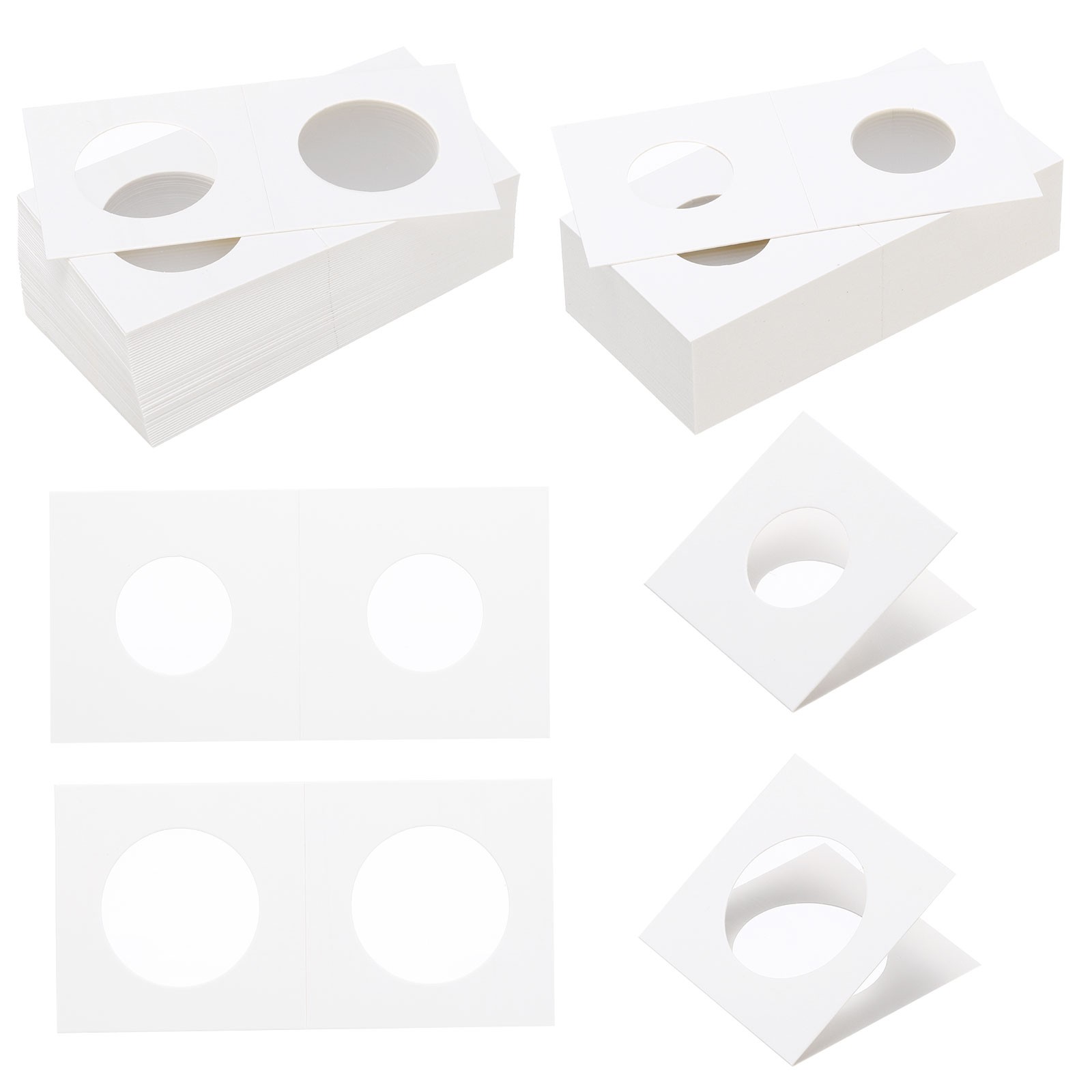 2x2 Coin Flips, 100pcs 23/31.5mm Cardboard Coin Holder Paper Coin Holders, White