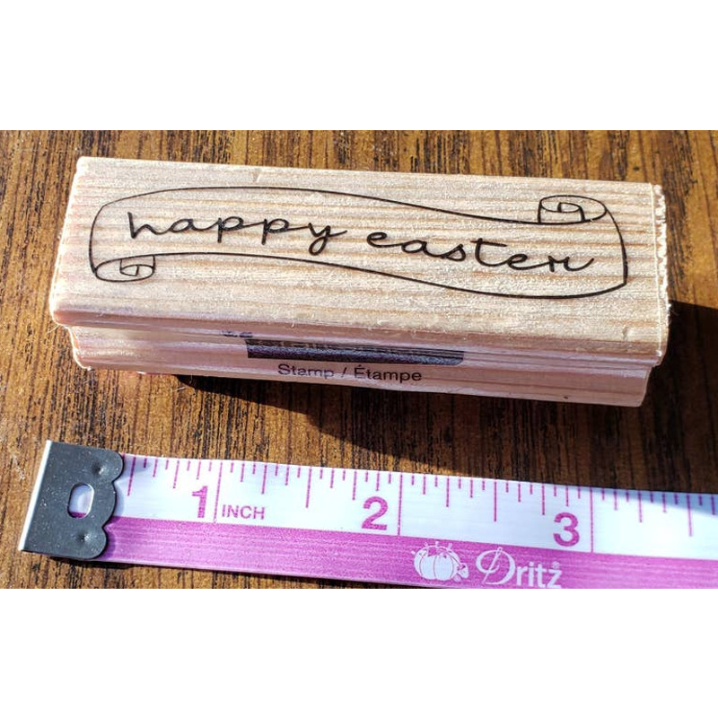 Happy Easter Scroll Craftsmart Wood Mounted Rubber Stamp