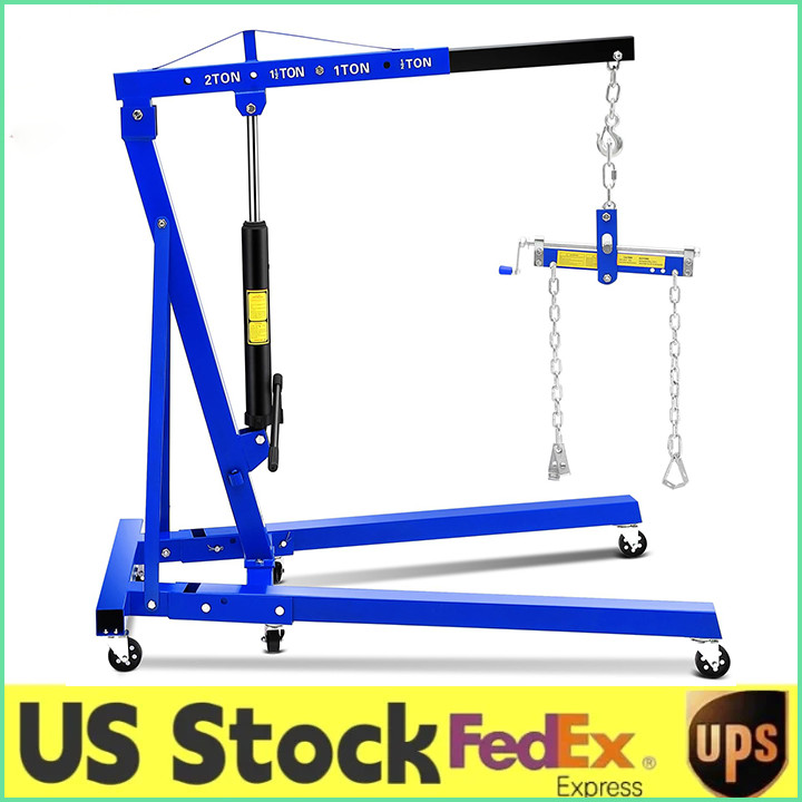 2 Ton Folding Engine Hoist Hydraulic Cherry Picker Shop Crane Hoist Lift W/Lever