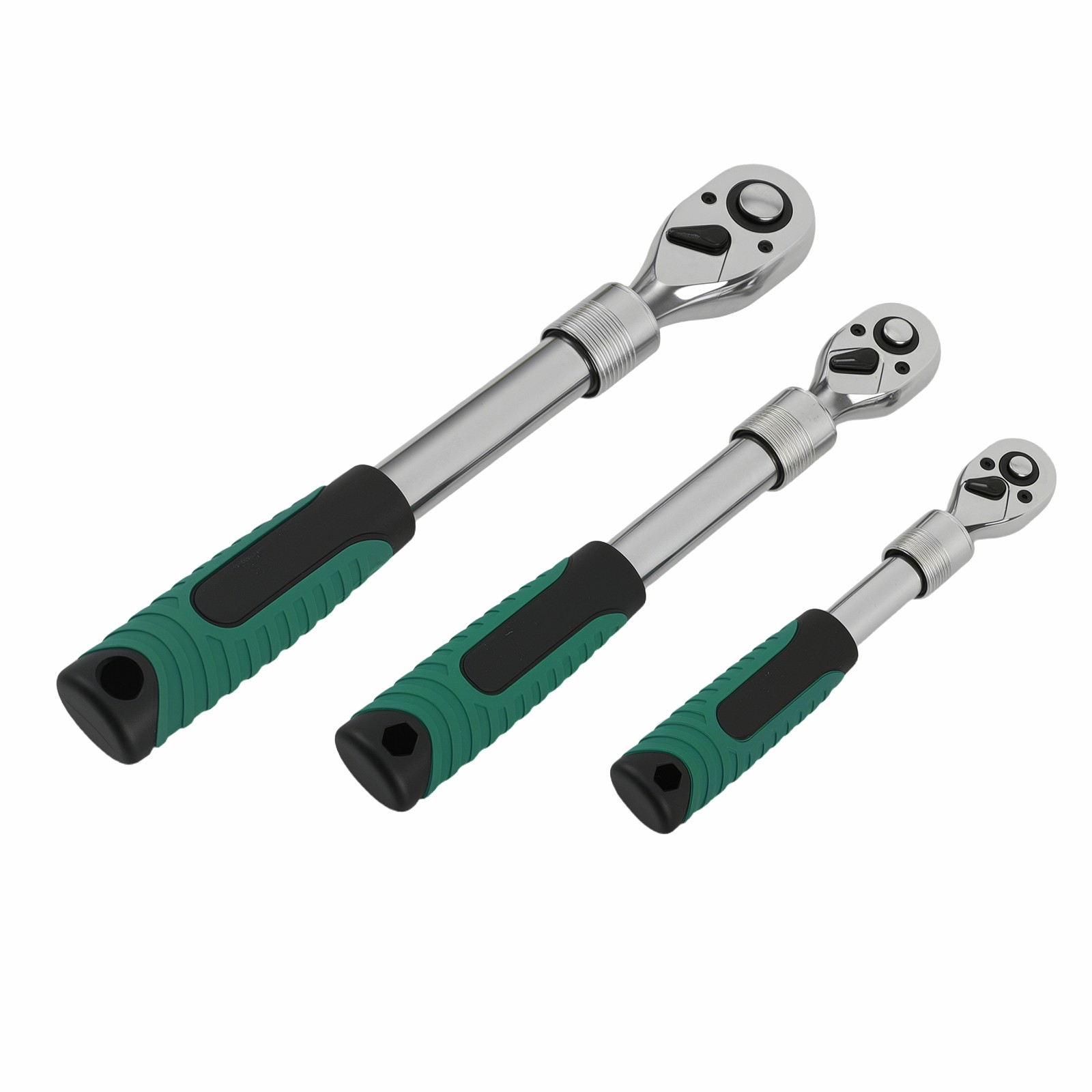 Extendable Ratchet Socket Wrench Set 1/4" 3/8" 1/2" Drive 72-Tooth Quick-release