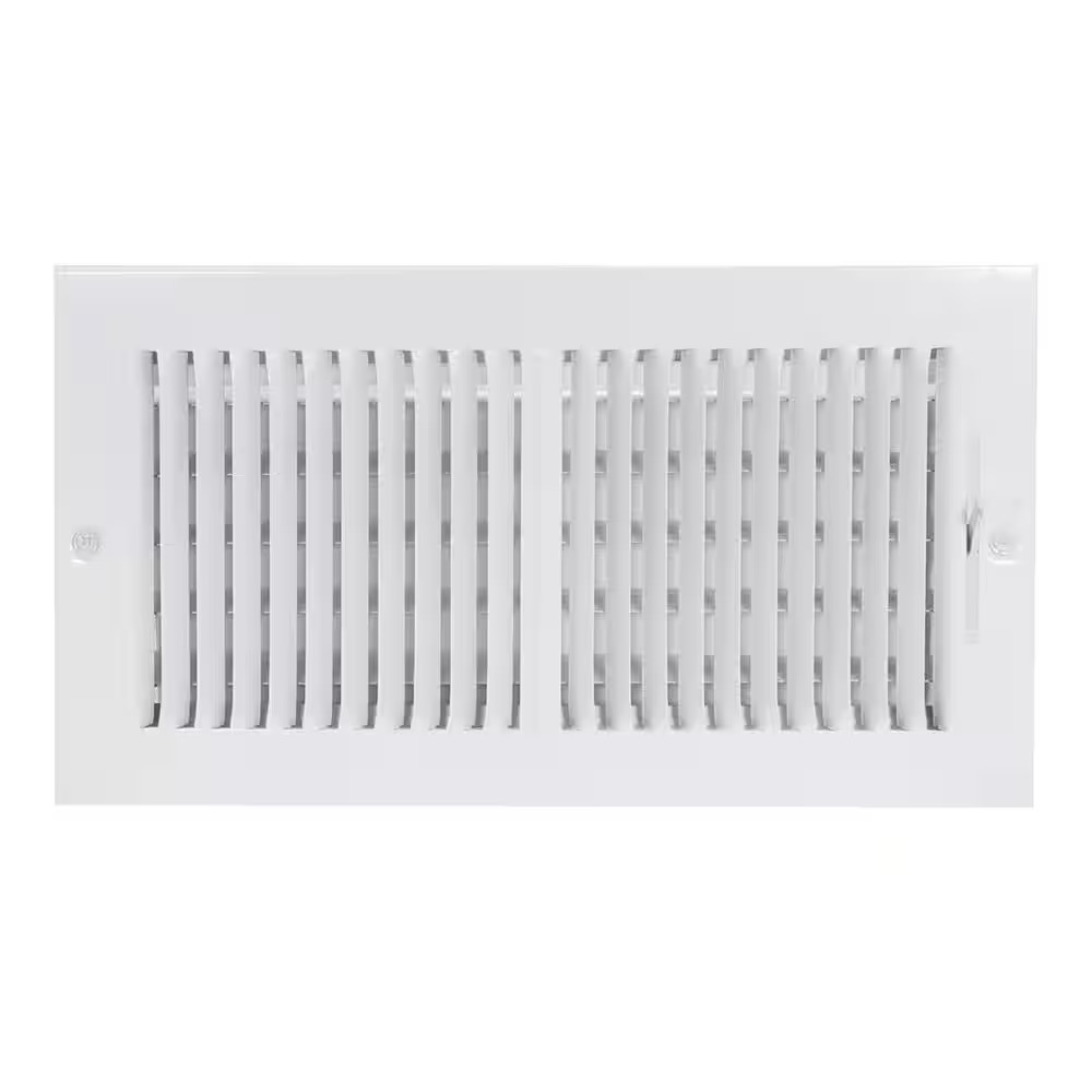 12 In. X 6 In. 2-Way Steel Wall/Ceiling Register, White