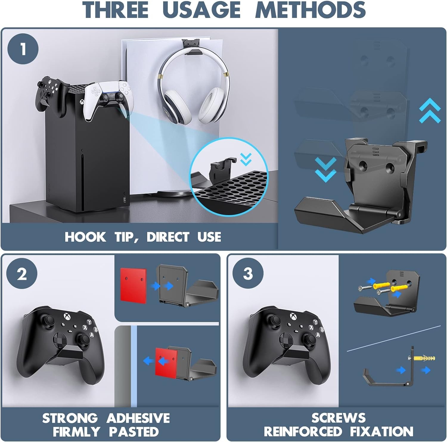 Controller Wall Mount for PS5/PS4/Xbox/Switch Controller, Adhesive PS5 Headset H