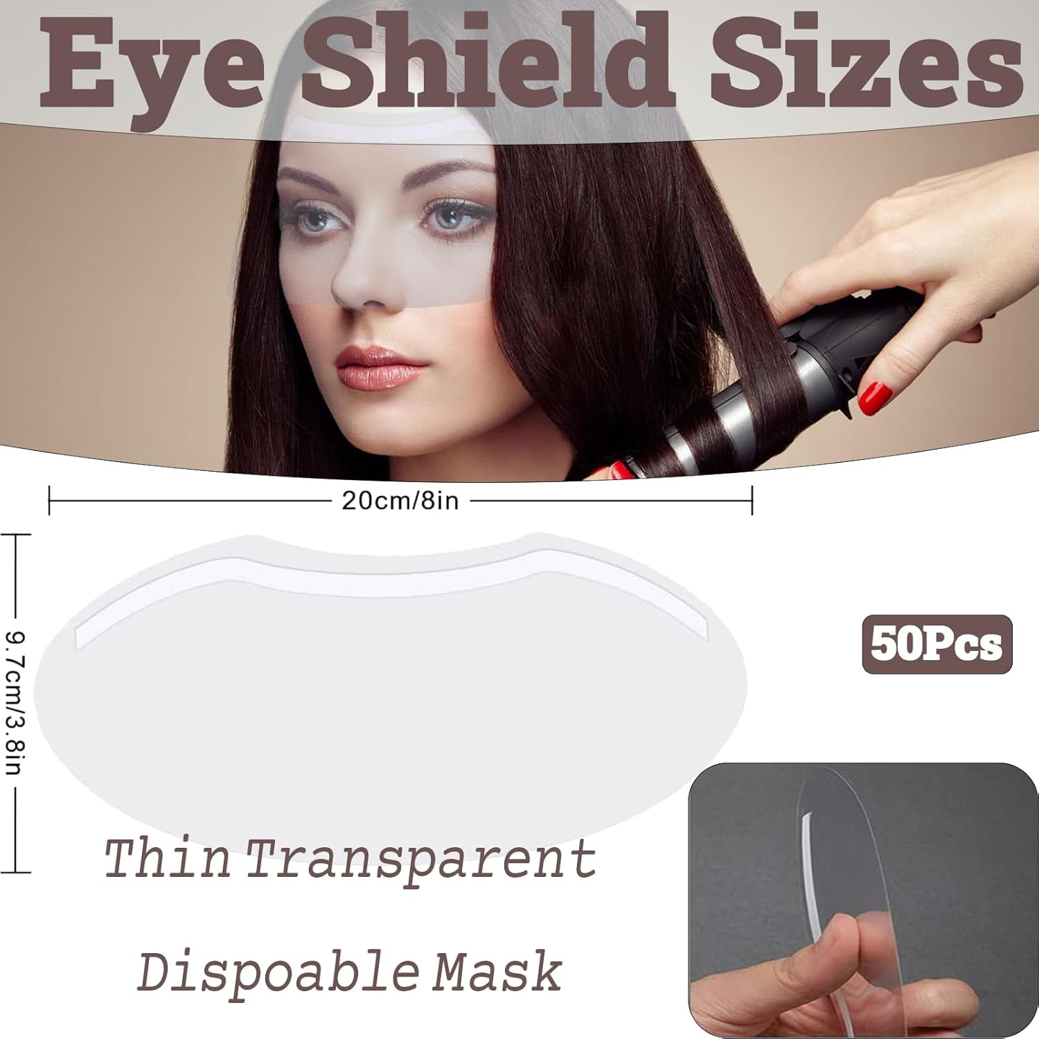 50 Pcs Disposable Shower Face Shield, Eye Shield after Cataract Surgery, Clear F