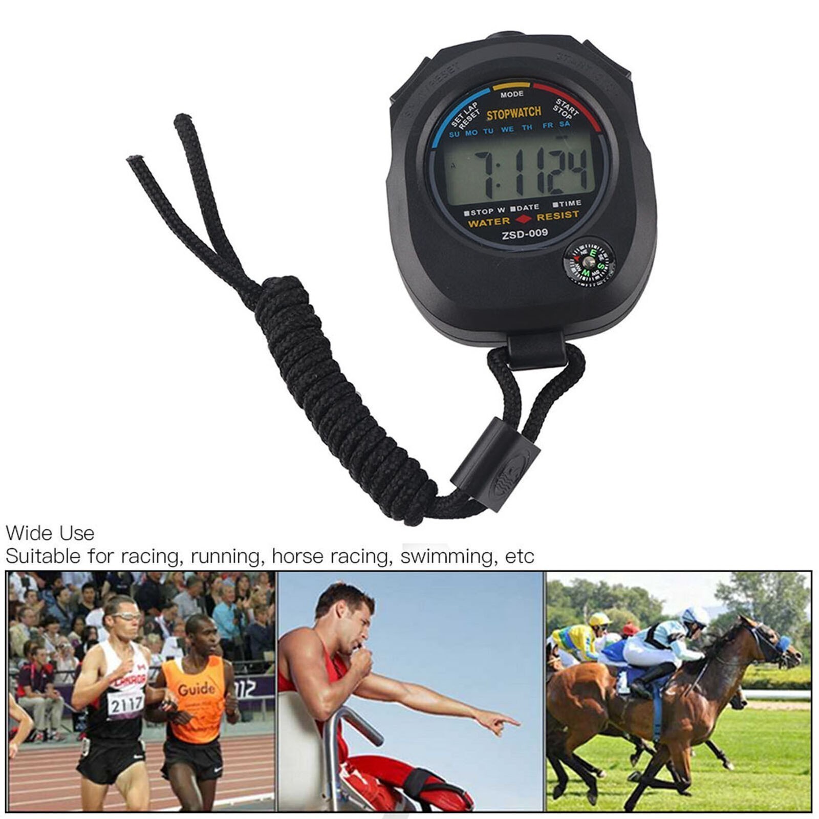 2 PCS Multifunctional Handheld Digital LCD Stopwatch Timer for Sports/Running