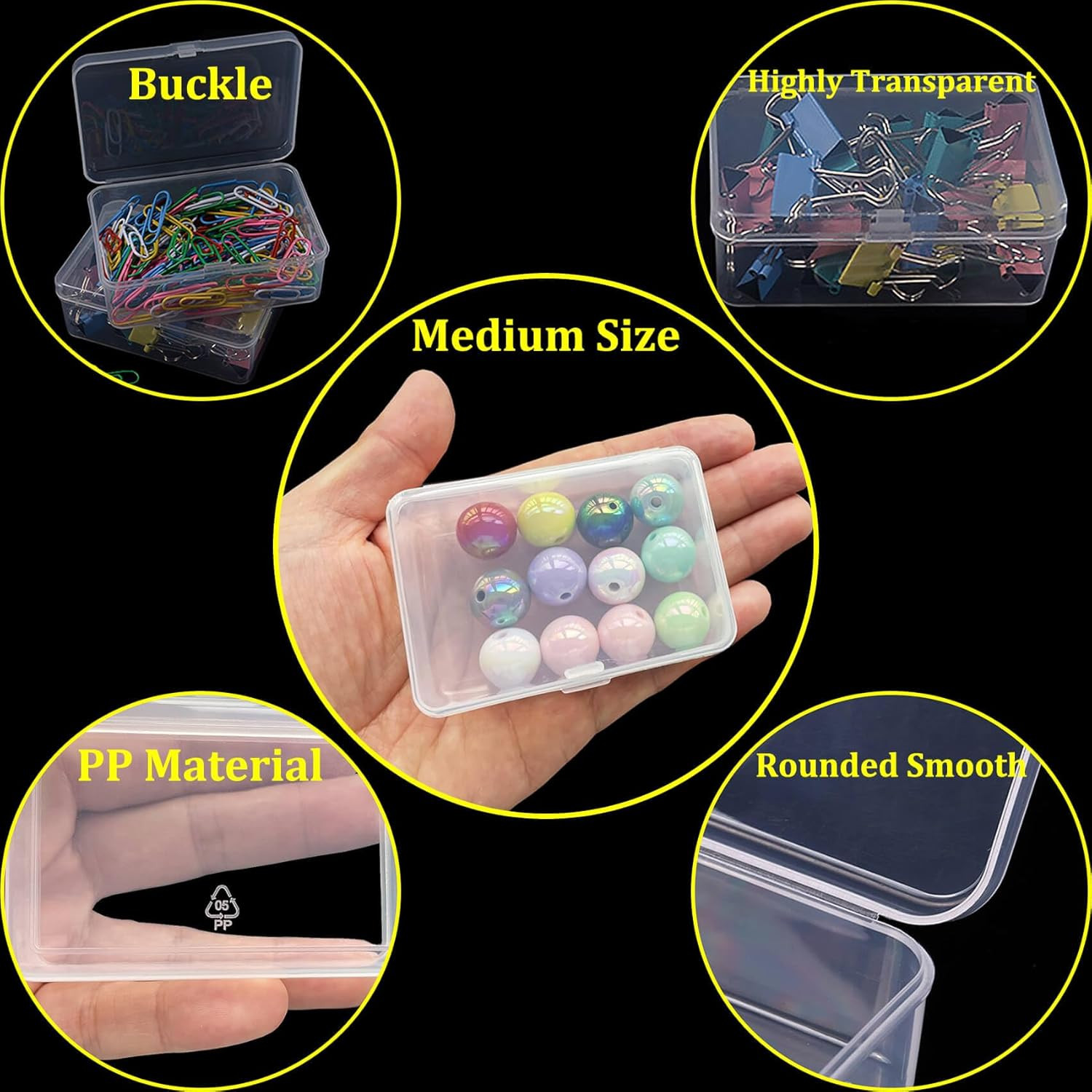 46Pcs Bead Organizer Set, Premium Small and Medium Clear Plastic Storage Boxes f