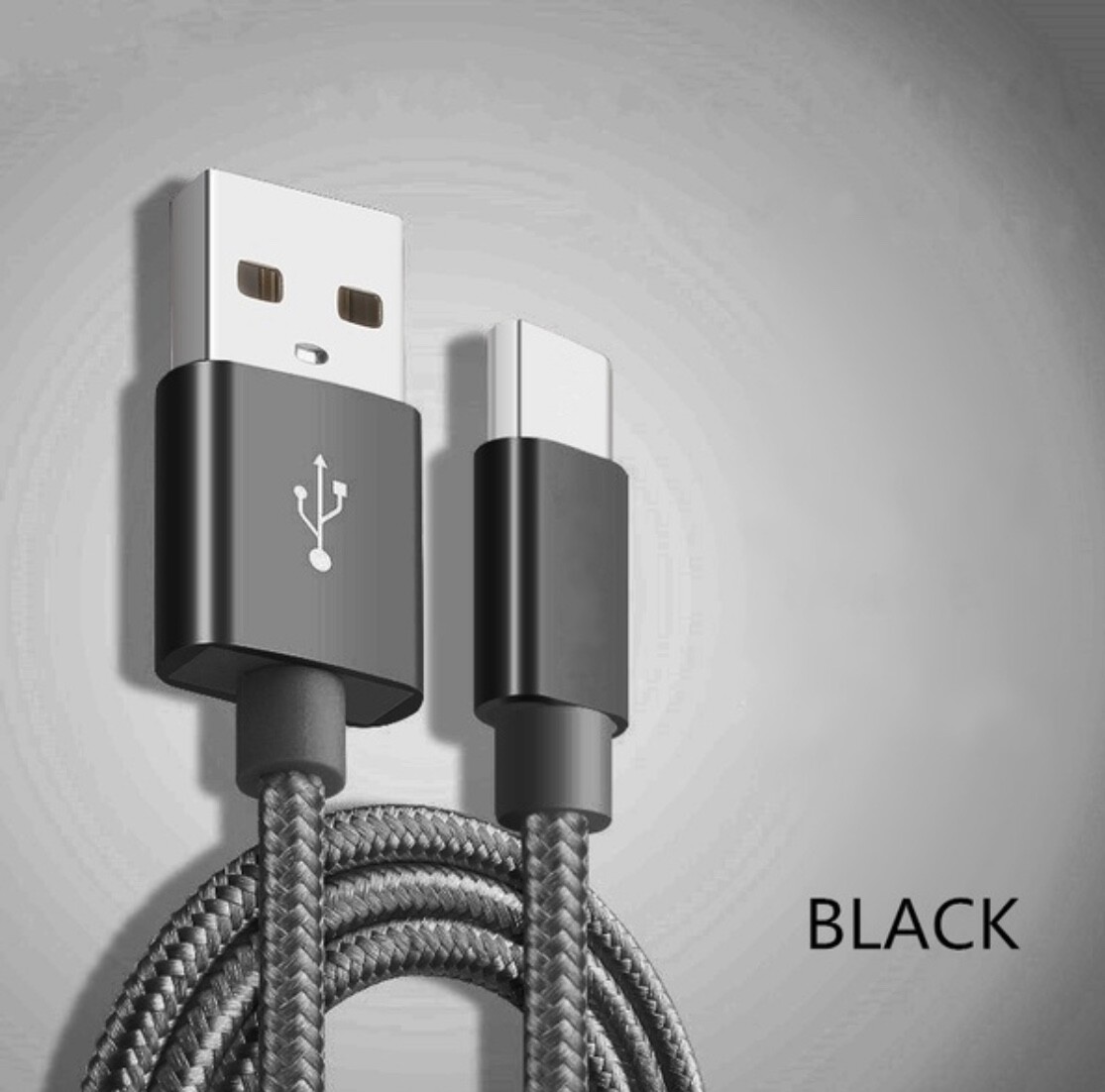 LOT OF 3 Type-C Nylon Braided Data Sync Charging Cord USB-C Fast Charger