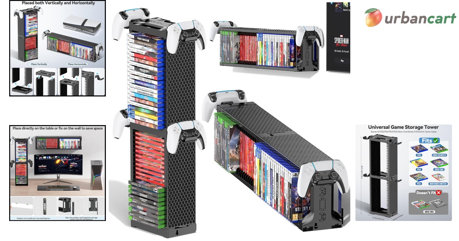 Space-Saving 2-Tier Game Disc & Accessory Storage Tower