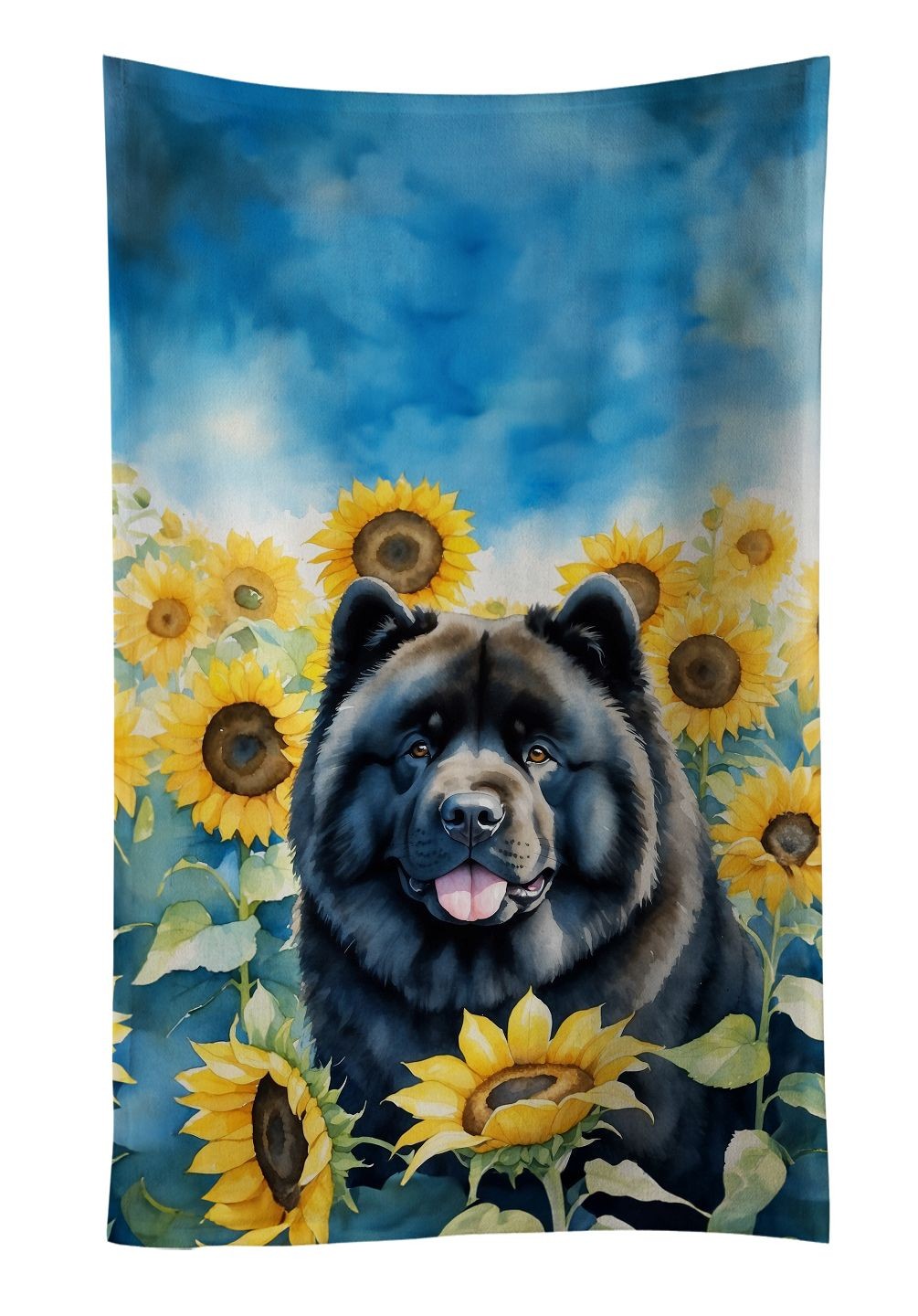 Chow Chow in Sunflowers Kitchen Towel Dish Cloths Guest Hand Towel Decorative