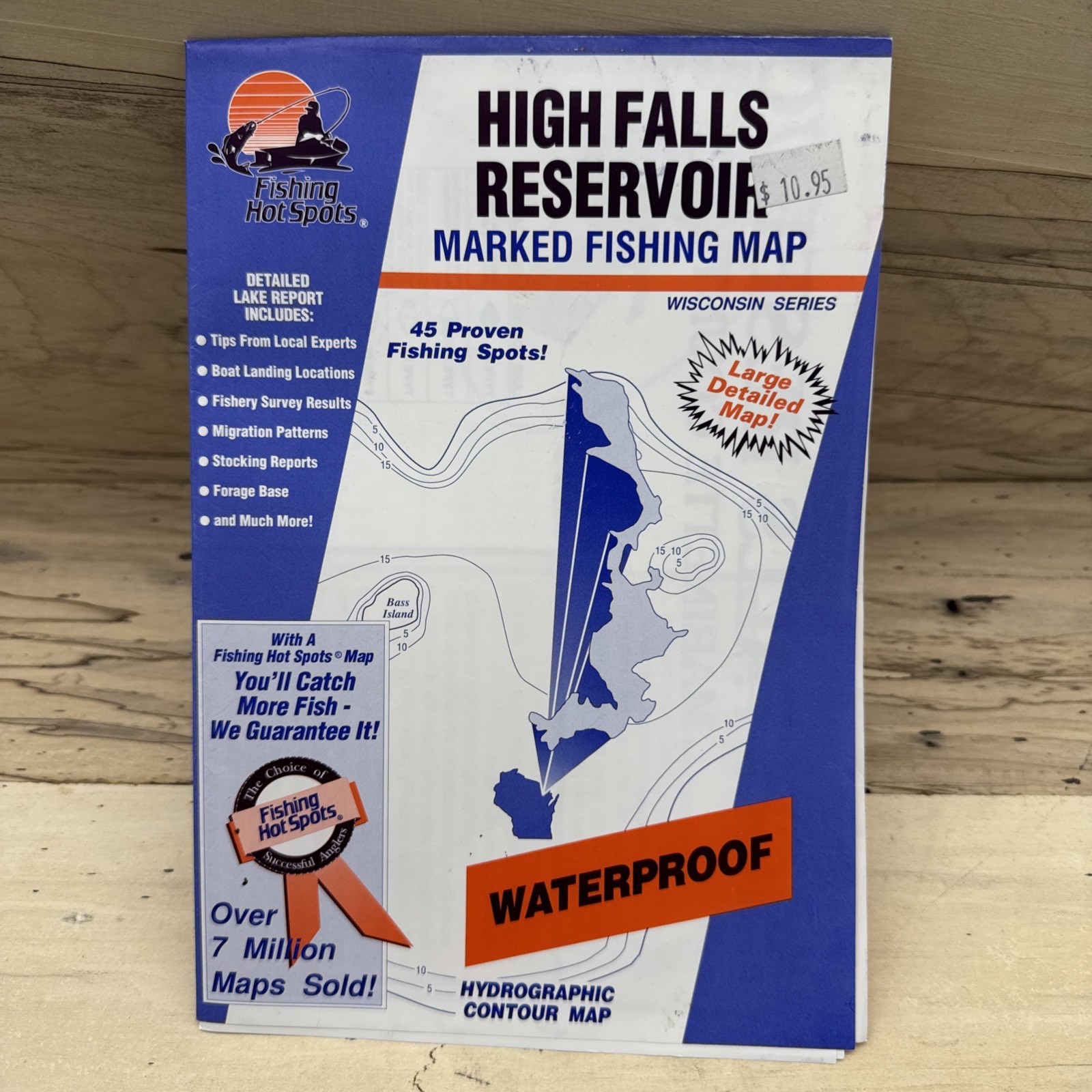 High Falls Reservoir Fishing Map Wisconsin Hot Spots - FAST SHIPPING!