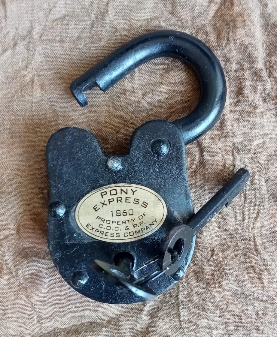 Pony Express Padlock 4'' Cast Iron Black Finish with 2 Keys Functional Lock
