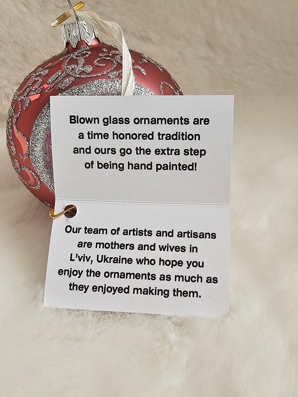 Silver Blown Glass Ornament - Handcrafted - Flower Design