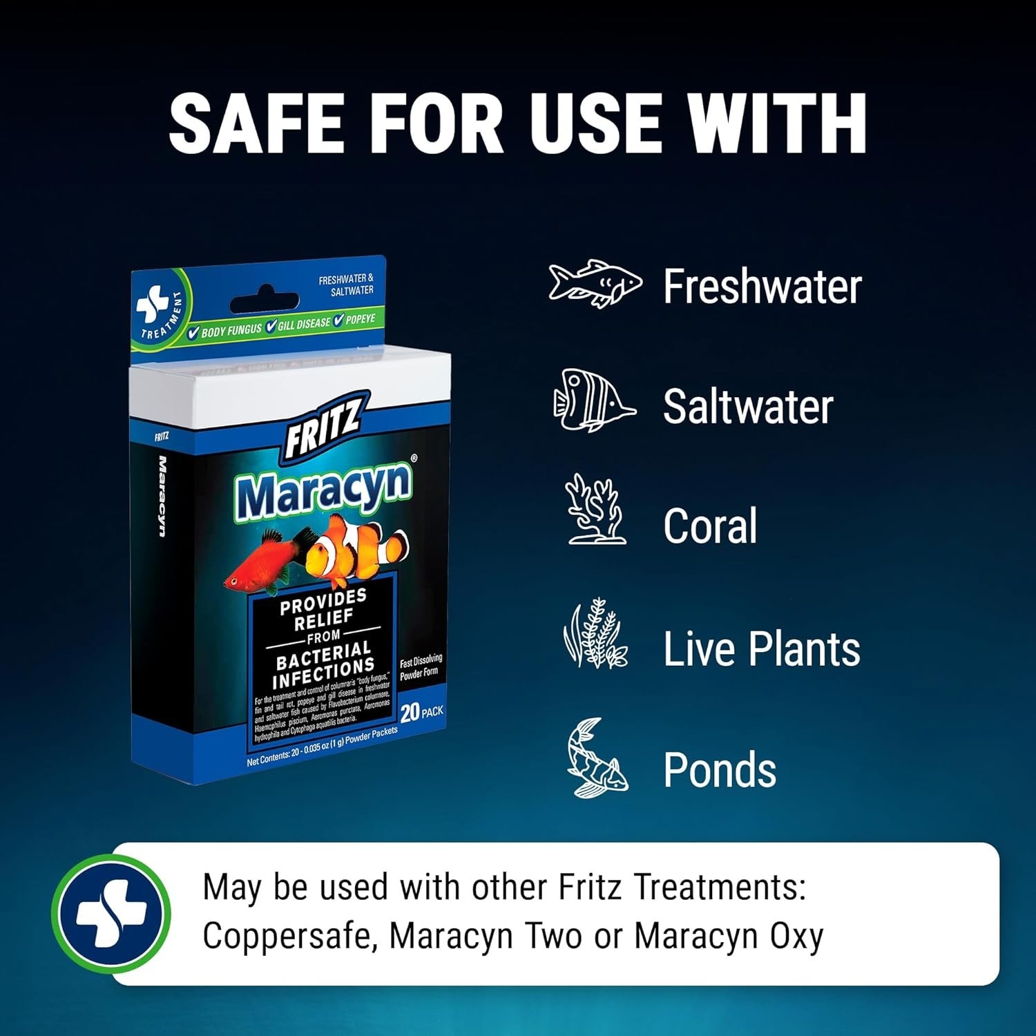 Fritz Maracyn Fish Medication for Bacterial Infections - 20 Pack