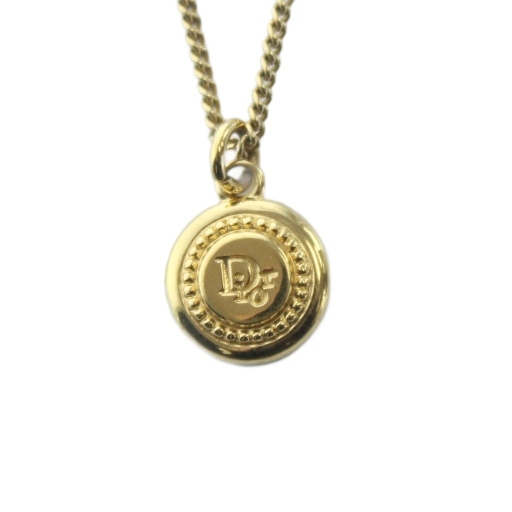Christian Dior Necklace Accessory Pendant Logo Gold Color Gy11 /Mq Oh Ladies