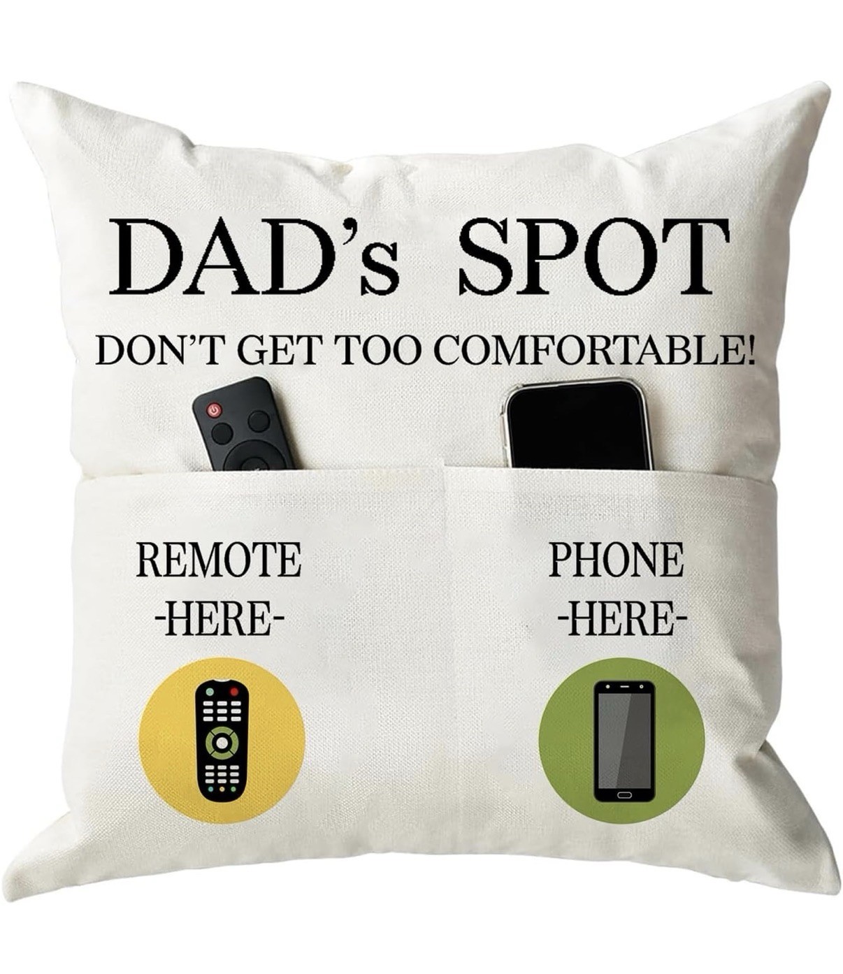 Father's Day Pillowcase 18x18 Inch "Dad's Spot Pillowcases Gifts for Dad & Socks