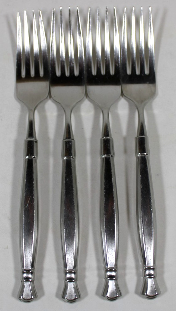 4 Oneida Heirloom Act II Stainless Satin Dinner Forks Flatware - Cube