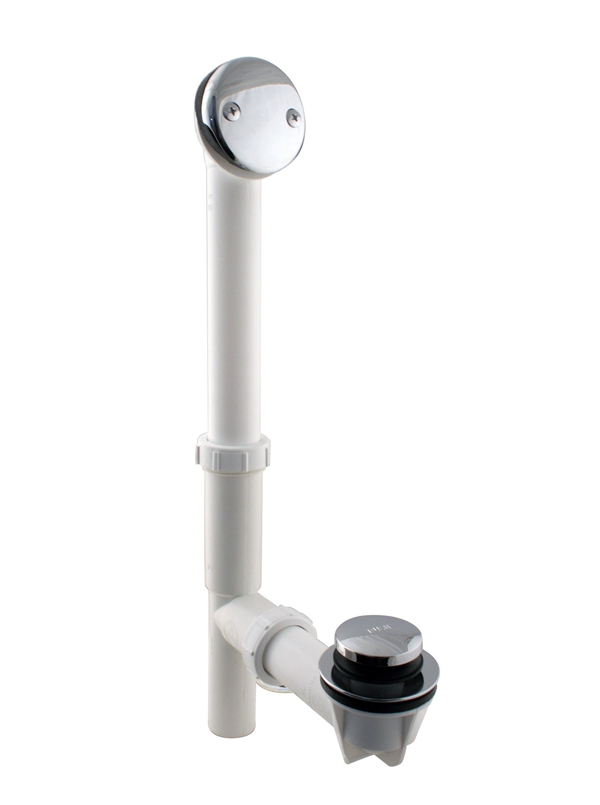 Y593244CP White Tubular Tip-Toe Bath Waste and Overflow Assembly, Polished Ch...