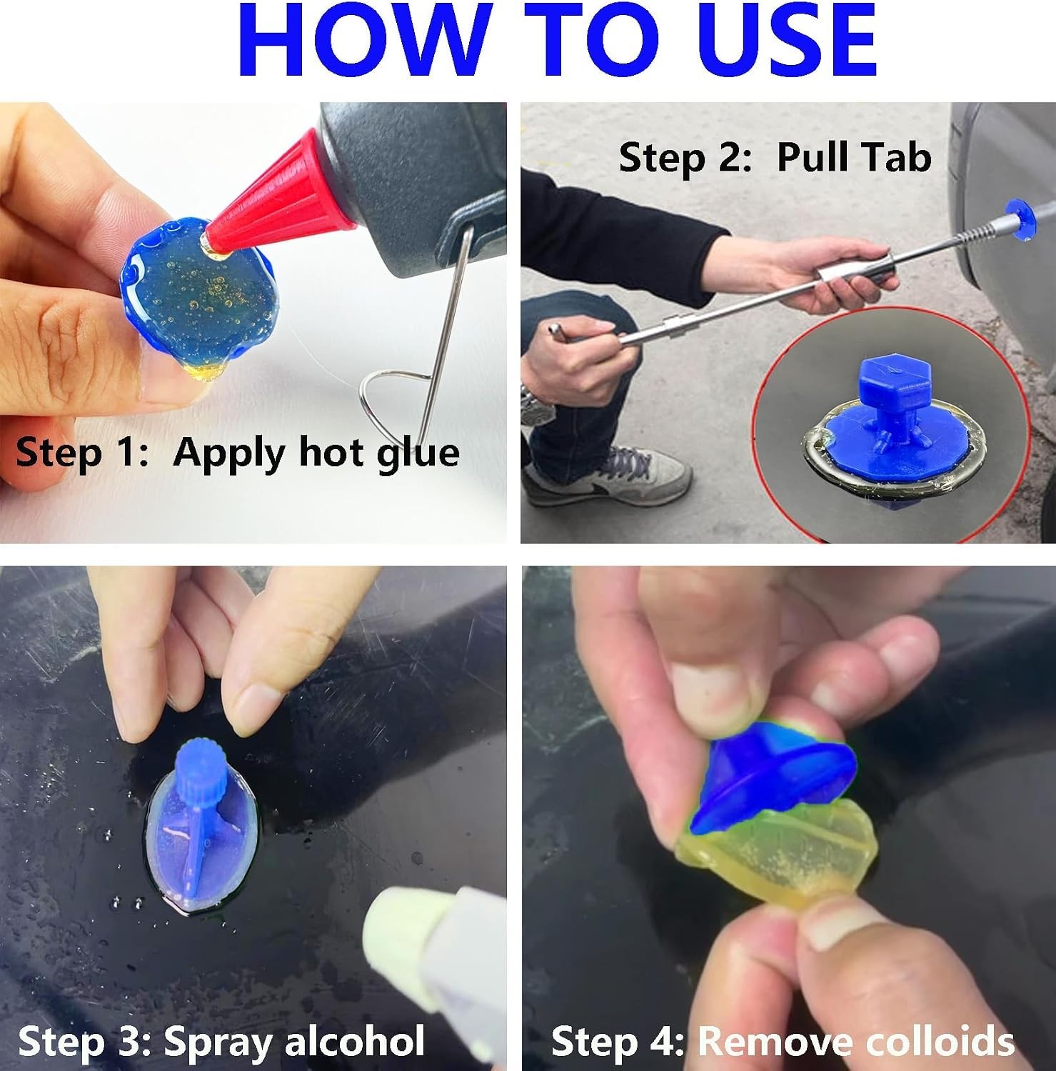 30Pcs Car Body Paintless Kit Puller Tabs Dent Repairs Tool Set Suction Cup Gl...
