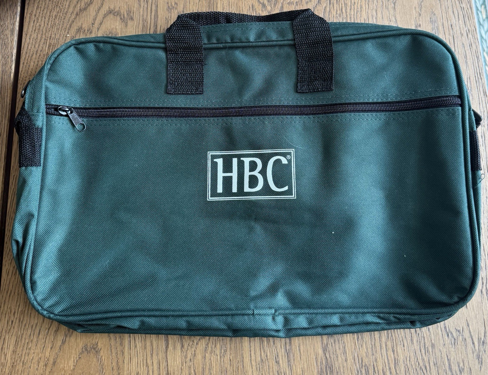 HBC Green Laptop Bag 16.5 x 11.5 with Front Zipper and Shoulder Strap