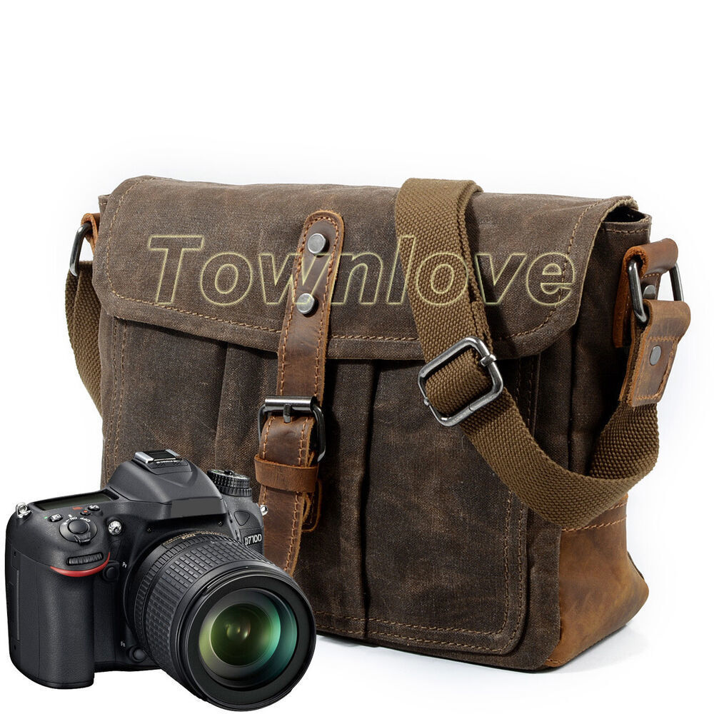 Unisex Waterproof Canvas Camera Bag Case Photography Travel Shoulder Bag Outdoor