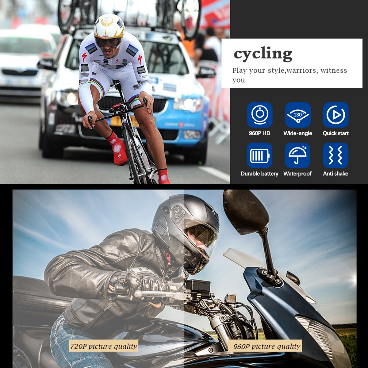 Bike Motorcycle Helmet Camera Mini Sports Video Action Camera Outdoor Recorder