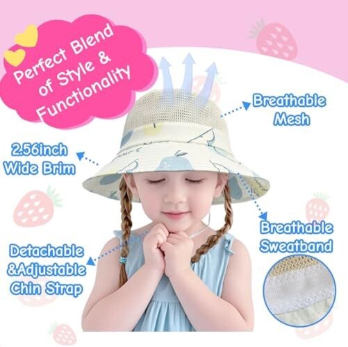 Baby Sun Hat Toddler Beach Hats with UPF 50+ Wide Brim Sun Protection Hat Blue