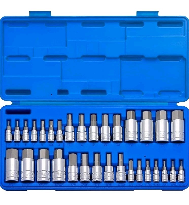 NEIKO 10288A 32 Piece Hex Bit Socket Set Sae And Metric