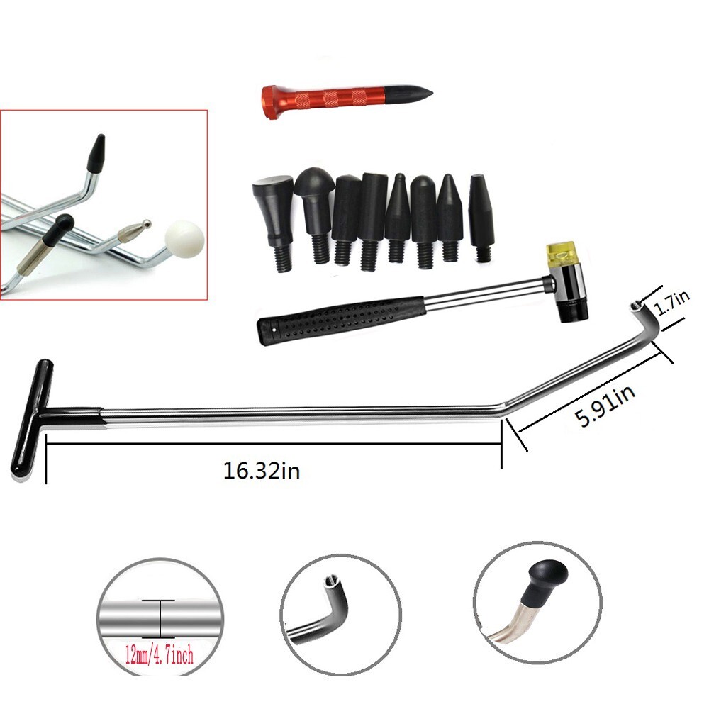 Car Dent Removal Tools,Dent Rod Tips,Auto Body Dent Removal Kit,Paintless Repair