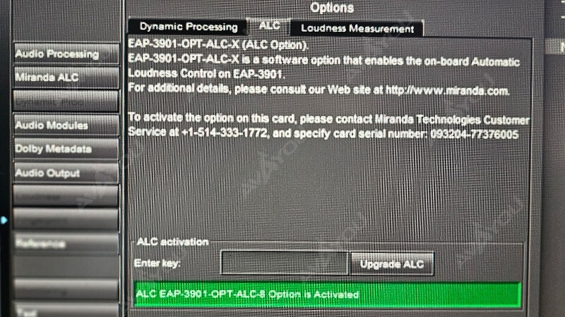 Miranda GV EAP-3901 +ALC-8 3G/HD/SD Audio Metadata Processor +3SRP-R Densite