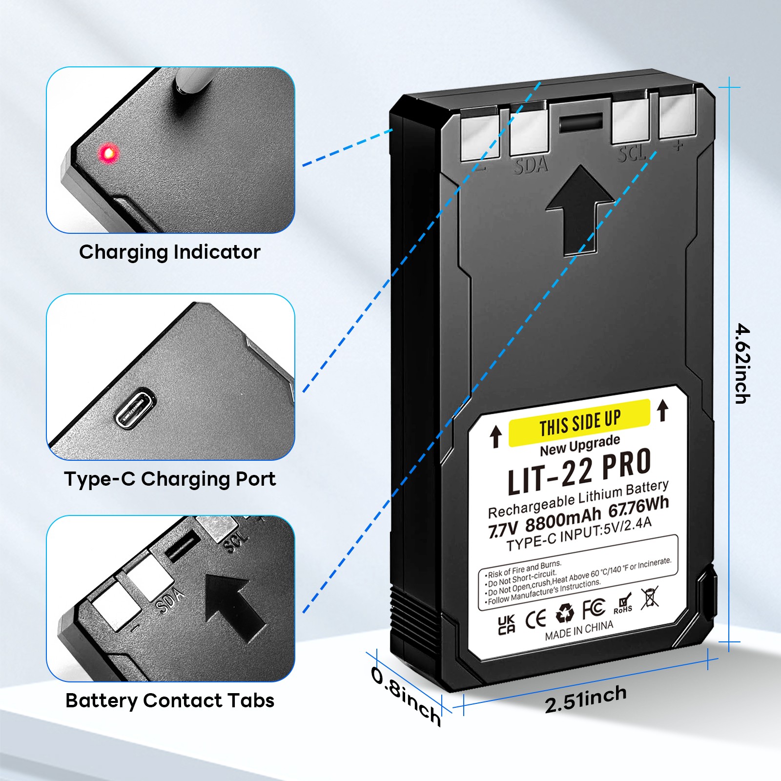 2-Pack Rechargeable LIT-22 Battery Compatible For Trail Camera Flex-M Flex G-36