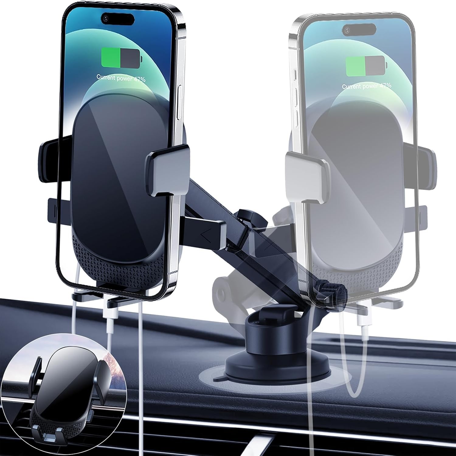 Car Phone Holder Mount Rotatable Stable Suction Cup Phone Mount for Car