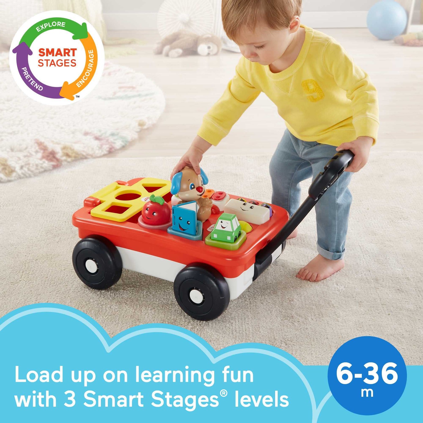 Fisher-Price Laugh & Learn Pull & Play Musical Learning Wagon Baby Toddler Toy