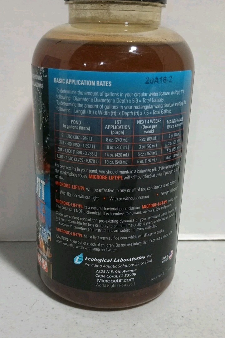 MICROBE-LIFT PL Pond Bacteria and Outdoor Water Garden Cleaner Safe for Live USA