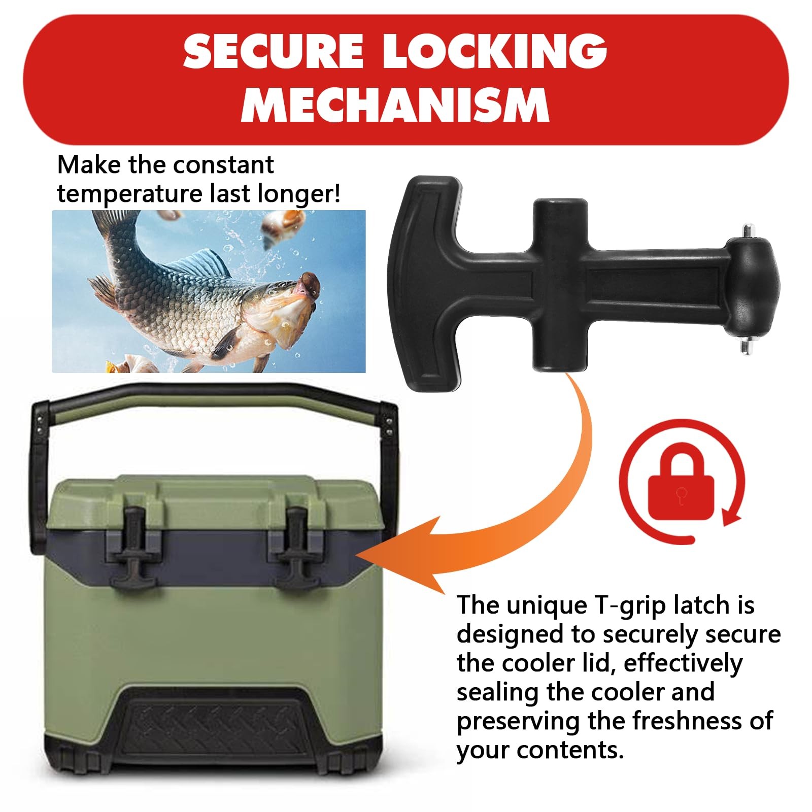(2-Pack) T-Latch Handle Cooler, Durable Rubber & Easy Installation, Verify Mo...